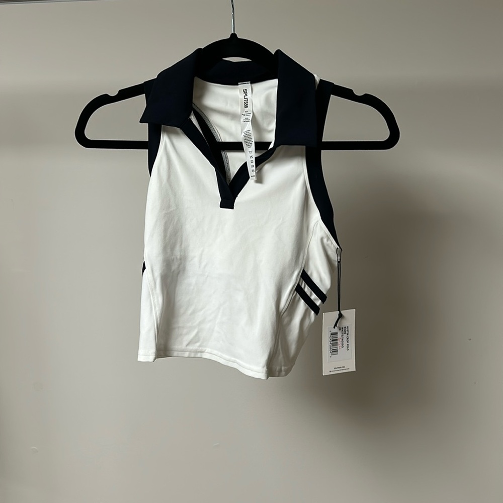 Splits59 Austin crop polo white/indigo